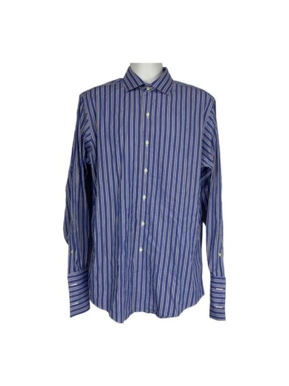 Brooks Brothers Slim Fit Mens Button-Up Shirt 16.5x35 Blue Striped Egyptian